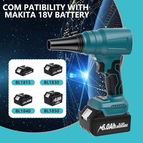 Mini Blower for Makita18V Battery 140000 RPM Brushless Cordless Air Duster Electric Leaf Blowers for Leaf Cleaning Compressed Air Dusterfor Keyboard Electric Devices Cleaning Multiple Usage Tool only 