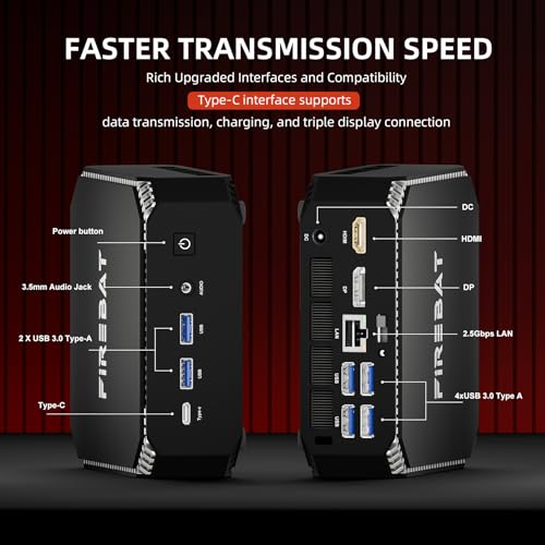 Mini Gaming PC Ryzen7 6800H A6 8C/16T  Up to 4 7GHz  AMD Radeon 680M Graphics  USB C  WiFi 6 BT5 2  2 5G LAN  16GB DDR5 4800MHz Dual Channel  512GB PCIe  Student/Home/Business Desktop Computer