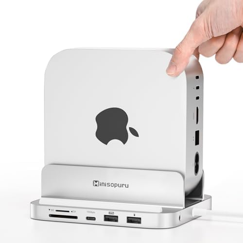 Minisopuru iExpandMate MINI218B PRO Mac mini M4 Dock & Stand with M 2 NVMe SSD Enclosure  10Gbps USB C/A  TF& SD  2X USB A 2 0  Audio Jack  8 in 1 Mac mini Hub for M4/M4 Pro 2024