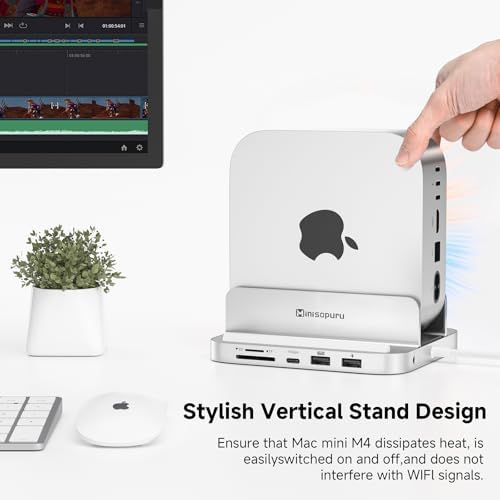 Minisopuru iExpandMate MINI218B PRO Mac mini M4 Dock & Stand with M 2 NVMe SSD Enclosure  10Gbps USB C/A  TF& SD  2X USB A 2 0  Audio Jack  8 in 1 Mac mini Hub for M4/M4 Pro 2024