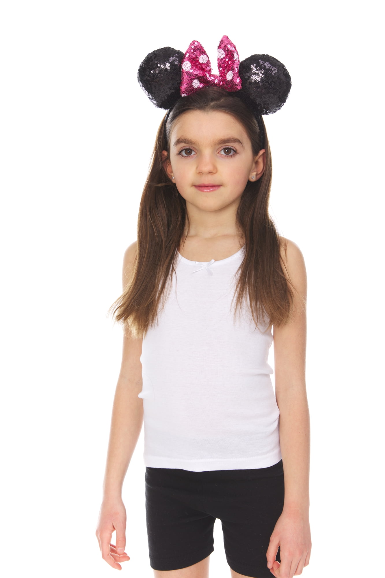 Minnie Mouse Diadema con Orejas, Lazo de Lunares Rosa y Blanco