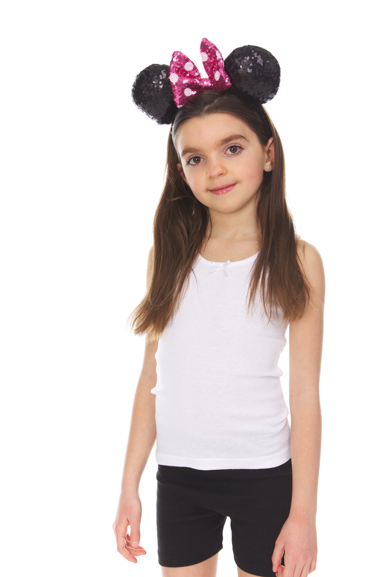 Minnie Mouse Diadema con Orejas, Lazo de Lunares Rosa y Blanco
