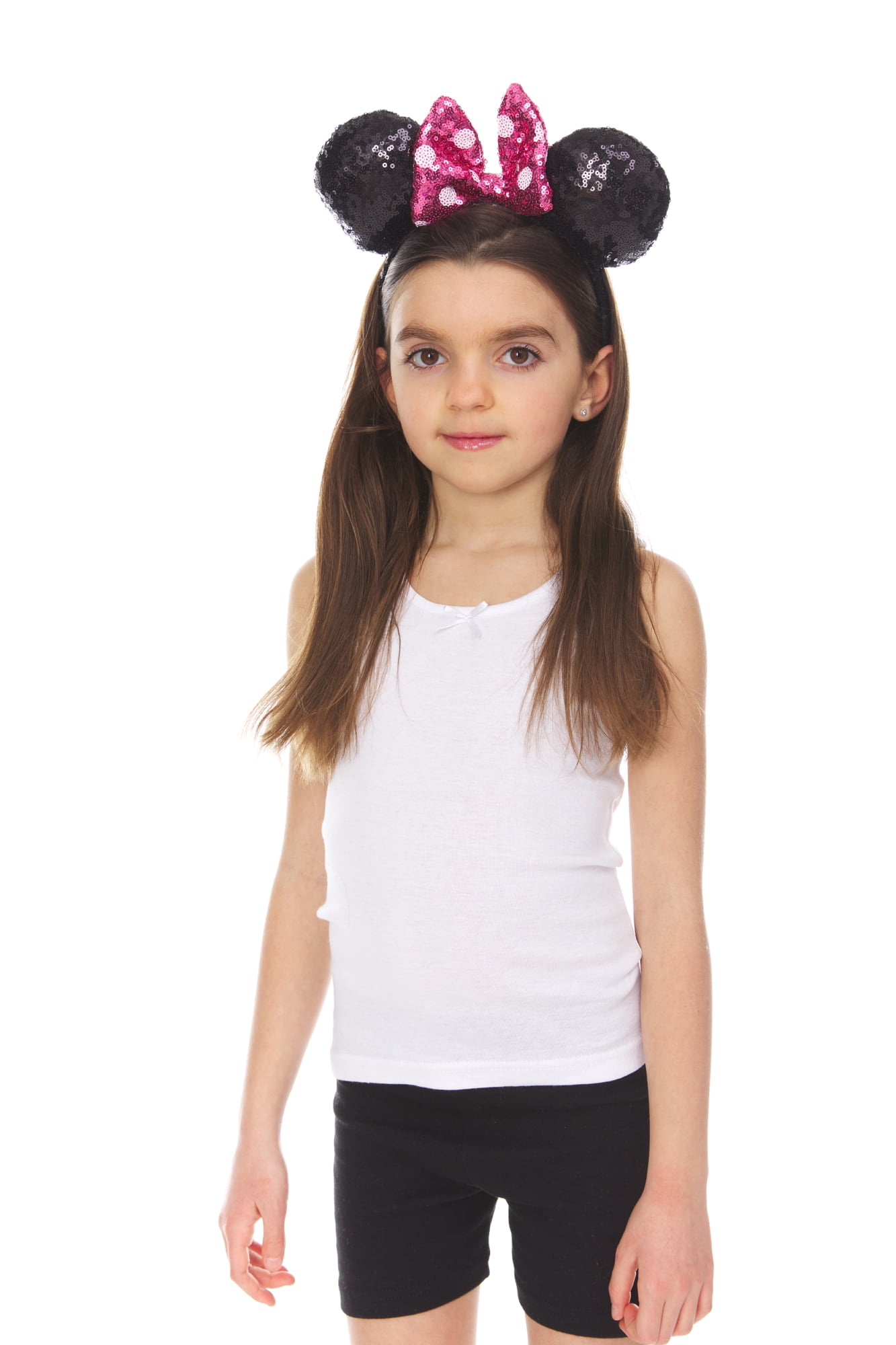 Minnie Mouse Diadema con Orejas, Lazo de Lunares Rosa y Blanco