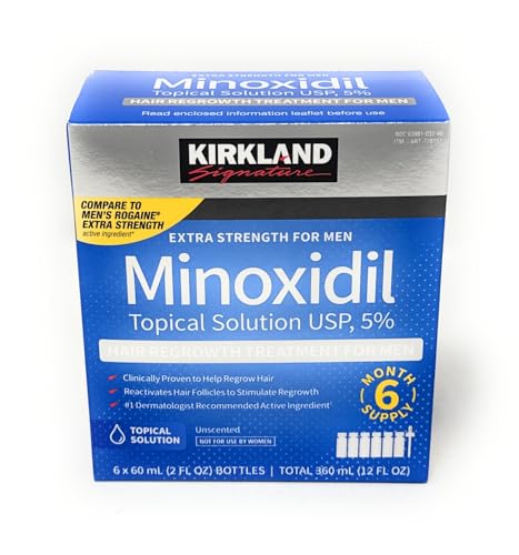 Minoxidil for Men 5  Extra Strength Hair Regrowth for Men fLsbok  6 Month Supply by Kirkland Signature  6 Pack  2 oz Bottle