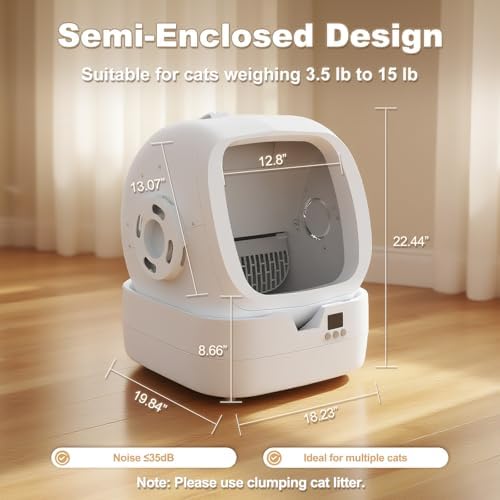 Mintakawa Automatic Cat Litter Box Self Cleaning   APP Control and Weight Monitoring   Ultra Quiet  Suitable for Medium Cats and Kittens  Safe Anti Pinch Litter Box  Assembly Required    White