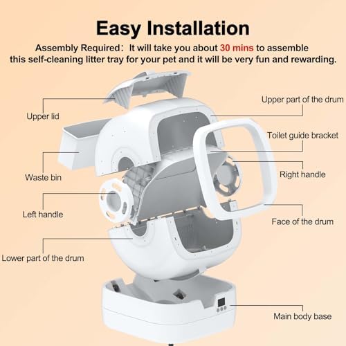 Mintakawa Automatic Cat Litter Box Self Cleaning   APP Control and Weight Monitoring   Ultra Quiet  Suitable for Medium Cats and Kittens  Safe Anti Pinch Litter Box  Assembly Required    White
