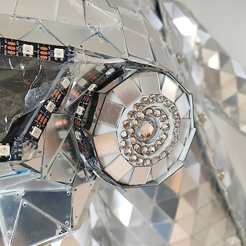 Mirror Man with LED Helmet for Disco Party DJ Adult Stage Street Performance Halloween Cosplay Christmas Costume  Silver  S 