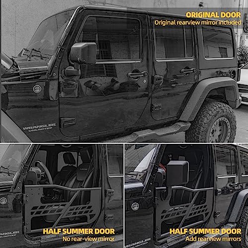 Mirrors Doors off Side View Mirrors Half Doors for Jeep Wrangler CJ7 YJ JK/JL Gladiator JT 1997 2024   1 Pair