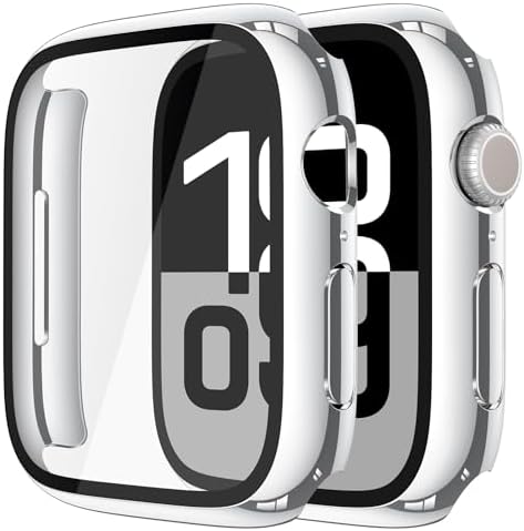 Misxi 2 Pack Hard PC Case with Tempered Glass Screen Protector Compatible with Apple Watch Series 9  2023  Series 8 Series 7 45mm  Ultra Thin Scratch Resistant Cover for iWatch S9/S8/S7  Black