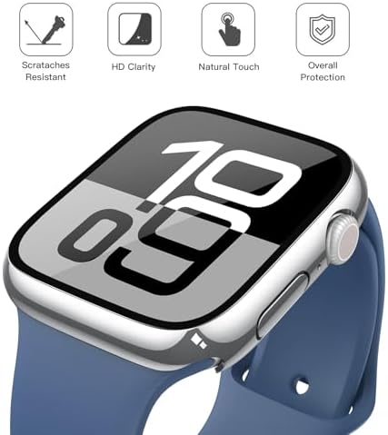 Misxi 2 Pack Hard PC Case with Tempered Glass Screen Protector Compatible with Apple Watch Series 9  2023  Series 8 Series 7 45mm  Ultra Thin Scratch Resistant Cover for iWatch S9/S8/S7  Black