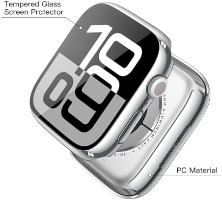 Misxi 2 Pack Hard PC Case with Tempered Glass Screen Protector Compatible with Apple Watch Series 9  2023  Series 8 Series 7 45mm  Ultra Thin Scratch Resistant Cover for iWatch S9/S8/S7  Black