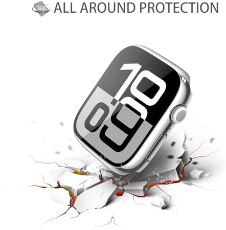 Misxi 2 Pack Hard PC Case with Tempered Glass Screen Protector Compatible with Apple Watch Series 9  2023  Series 8 Series 7 45mm  Ultra Thin Scratch Resistant Cover for iWatch S9/S8/S7  Black