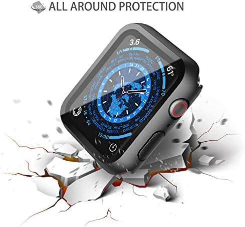 Misxi 2 Pack Hard PC Case with Tempered Glass Screen Protector Compatible with Apple Watch Series 9  2023  Series 8 Series 7 45mm  Ultra Thin Scratch Resistant Cover for iWatch S9/S8/S7  Black