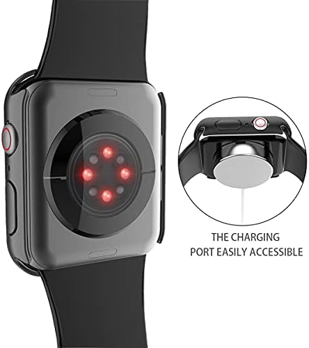 Misxi 2 Pack Hard PC Case with Tempered Glass Screen Protector Compatible with Apple Watch Series 9  2023  Series 8 Series 7 45mm  Ultra Thin Scratch Resistant Cover for iWatch S9/S8/S7  Black