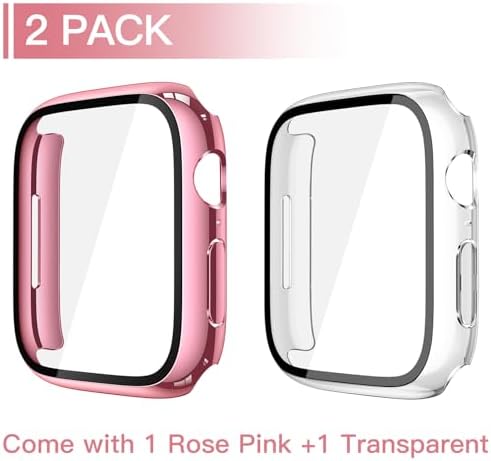 Misxi 2 Pack Hard PC Case with Tempered Glass Screen Protector Compatible with Apple Watch Series 9  2023  Series 8 Series 7 45mm  Ultra Thin Scratch Resistant Cover for iWatch S9/S8/S7  Black