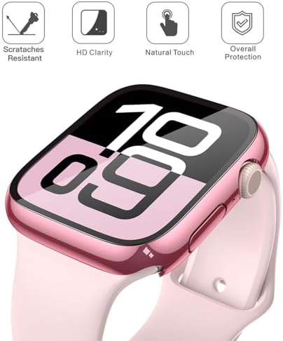 Misxi 2 Pack Hard PC Case with Tempered Glass Screen Protector Compatible with Apple Watch Series 9  2023  Series 8 Series 7 45mm  Ultra Thin Scratch Resistant Cover for iWatch S9/S8/S7  Black