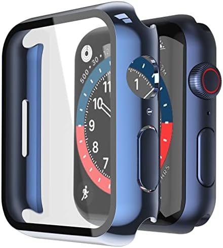 Misxi 2 Pack Hard PC Case with Tempered Glass Screen Protector Compatible with Apple Watch Series 9  2023  Series 8 Series 7 45mm  Ultra Thin Scratch Resistant Cover for iWatch S9/S8/S7  Black
