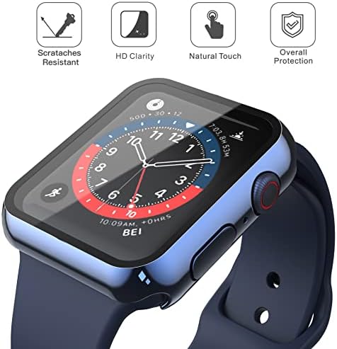 Misxi 2 Pack Hard PC Case with Tempered Glass Screen Protector Compatible with Apple Watch Series 9  2023  Series 8 Series 7 45mm  Ultra Thin Scratch Resistant Cover for iWatch S9/S8/S7  Black