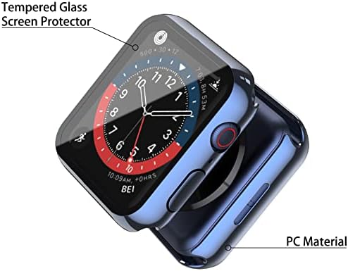 Misxi 2 Pack Hard PC Case with Tempered Glass Screen Protector Compatible with Apple Watch Series 9  2023  Series 8 Series 7 45mm  Ultra Thin Scratch Resistant Cover for iWatch S9/S8/S7  Black