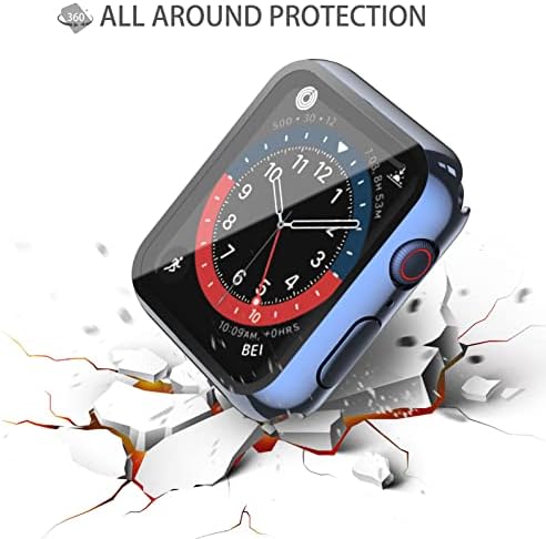 Misxi 2 Pack Hard PC Case with Tempered Glass Screen Protector Compatible with Apple Watch Series 9  2023  Series 8 Series 7 45mm  Ultra Thin Scratch Resistant Cover for iWatch S9/S8/S7  Black