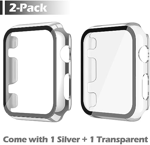 Misxi 2 Pack Hard PC Case with Tempered Glass Screen Protector Compatible with Apple Watch Series 9  2023  Series 8 Series 7 45mm  Ultra Thin Scratch Resistant Cover for iWatch S9/S8/S7  Black