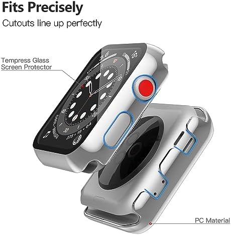 Misxi 2 Pack Hard PC Case with Tempered Glass Screen Protector Compatible with Apple Watch Series 9  2023  Series 8 Series 7 45mm  Ultra Thin Scratch Resistant Cover for iWatch S9/S8/S7  Black