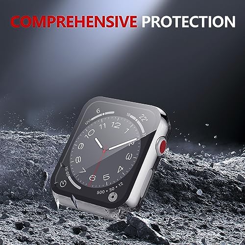 Misxi 2 Pack Hard PC Case with Tempered Glass Screen Protector Compatible with Apple Watch Series 9  2023  Series 8 Series 7 45mm  Ultra Thin Scratch Resistant Cover for iWatch S9/S8/S7  Black