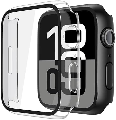Misxi 2 Pack Hard PC Case with Tempered Glass Screen Protector Compatible with Apple Watch Series 9  2023  Series 8 Series 7 45mm  Ultra Thin Scratch Resistant Cover for iWatch S9/S8/S7  Black