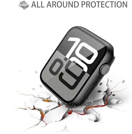 Misxi 2 Pack Hard PC Case with Tempered Glass Screen Protector Compatible with Apple Watch Series 9  2023  Series 8 Series 7 45mm  Ultra Thin Scratch Resistant Cover for iWatch S9/S8/S7  Black