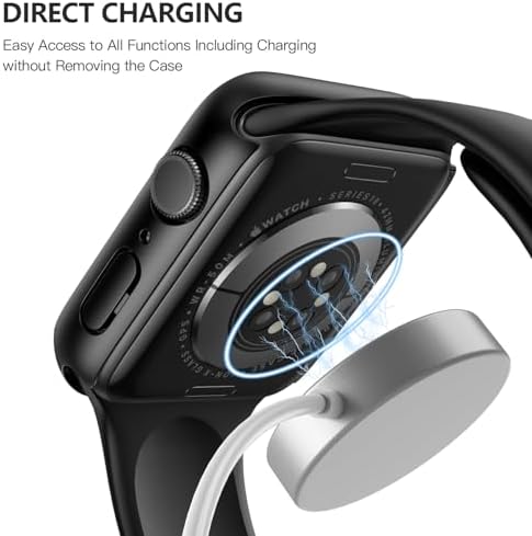 Misxi 2 Pack Hard PC Case with Tempered Glass Screen Protector Compatible with Apple Watch Series 9  2023  Series 8 Series 7 45mm  Ultra Thin Scratch Resistant Cover for iWatch S9/S8/S7  Black