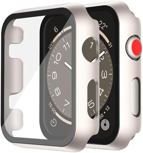 Misxi 2 Pack Hard PC Case with Tempered Glass Screen Protector Compatible with Apple Watch Series 9  2023  Series 8 Series 7 45mm  Ultra Thin Scratch Resistant Cover for iWatch S9/S8/S7  Black