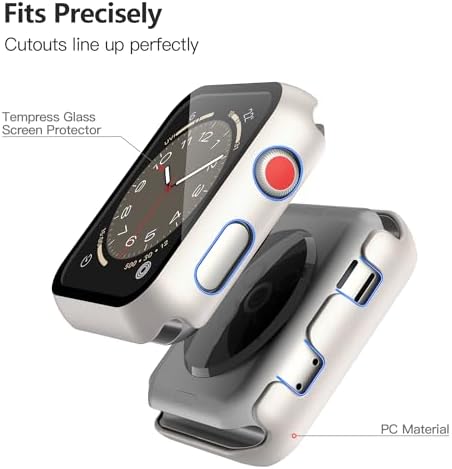 Misxi 2 Pack Hard PC Case with Tempered Glass Screen Protector Compatible with Apple Watch Series 9  2023  Series 8 Series 7 45mm  Ultra Thin Scratch Resistant Cover for iWatch S9/S8/S7  Black