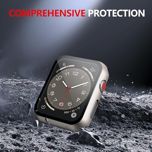 Misxi 2 Pack Hard PC Case with Tempered Glass Screen Protector Compatible with Apple Watch Series 9  2023  Series 8 Series 7 45mm  Ultra Thin Scratch Resistant Cover for iWatch S9/S8/S7  Black