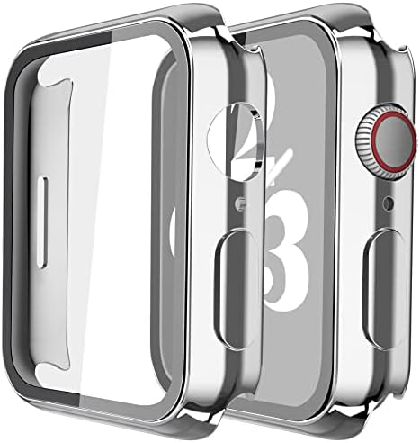 Misxi 2 Pack Hard PC Case with Tempered Glass Screen Protector Compatible with Apple Watch Series 9  2023  Series 8 Series 7 45mm  Ultra Thin Scratch Resistant Cover for iWatch S9/S8/S7  Black