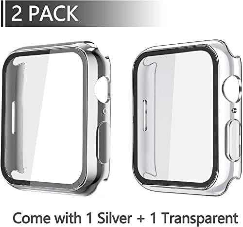 Misxi 2 Pack Hard PC Case with Tempered Glass Screen Protector Compatible with Apple Watch Series 9  2023  Series 8 Series 7 45mm  Ultra Thin Scratch Resistant Cover for iWatch S9/S8/S7  Black