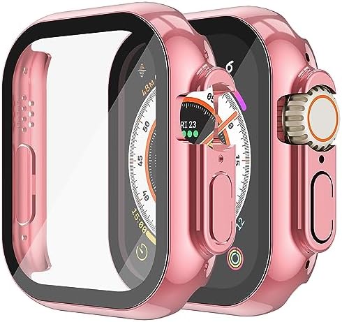 Misxi 2 Pack Hard PC Case with Tempered Glass Screen Protector Compatible with Apple Watch Series 9  2023  Series 8 Series 7 45mm  Ultra Thin Scratch Resistant Cover for iWatch S9/S8/S7  Black