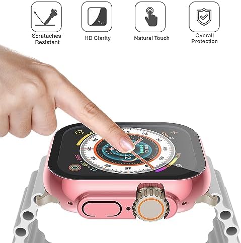 Misxi 2 Pack Hard PC Case with Tempered Glass Screen Protector Compatible with Apple Watch Series 9  2023  Series 8 Series 7 45mm  Ultra Thin Scratch Resistant Cover for iWatch S9/S8/S7  Black