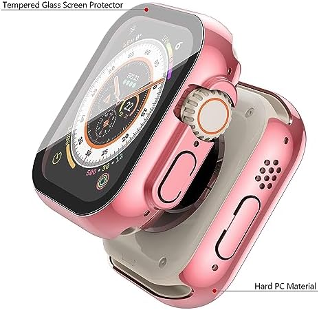 Misxi 2 Pack Hard PC Case with Tempered Glass Screen Protector Compatible with Apple Watch Series 9  2023  Series 8 Series 7 45mm  Ultra Thin Scratch Resistant Cover for iWatch S9/S8/S7  Black