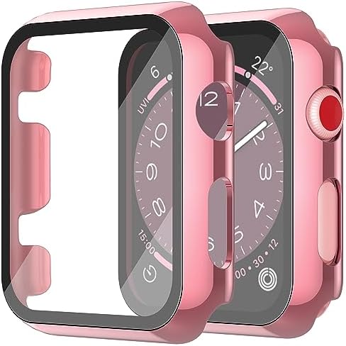 Misxi 2 Pack Hard PC Case with Tempered Glass Screen Protector Compatible with Apple Watch Series 9  2023  Series 8 Series 7 45mm  Ultra Thin Scratch Resistant Cover for iWatch S9/S8/S7  Black
