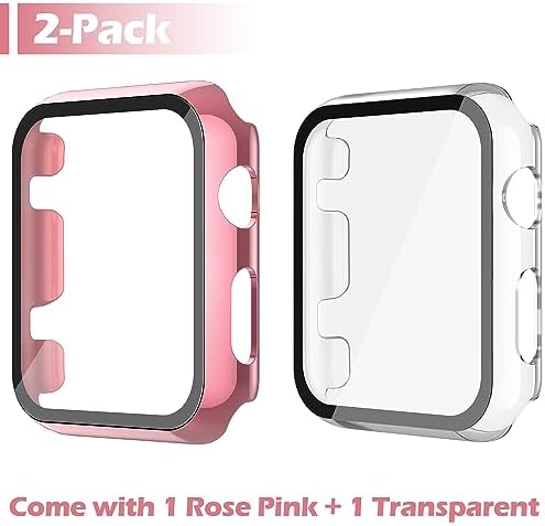 Misxi 2 Pack Hard PC Case with Tempered Glass Screen Protector Compatible with Apple Watch Series 9  2023  Series 8 Series 7 45mm  Ultra Thin Scratch Resistant Cover for iWatch S9/S8/S7  Black