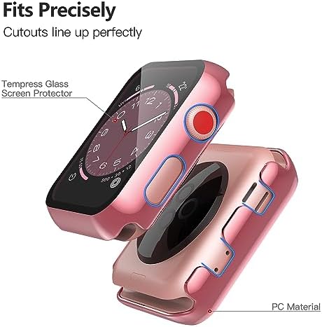 Misxi 2 Pack Hard PC Case with Tempered Glass Screen Protector Compatible with Apple Watch Series 9  2023  Series 8 Series 7 45mm  Ultra Thin Scratch Resistant Cover for iWatch S9/S8/S7  Black