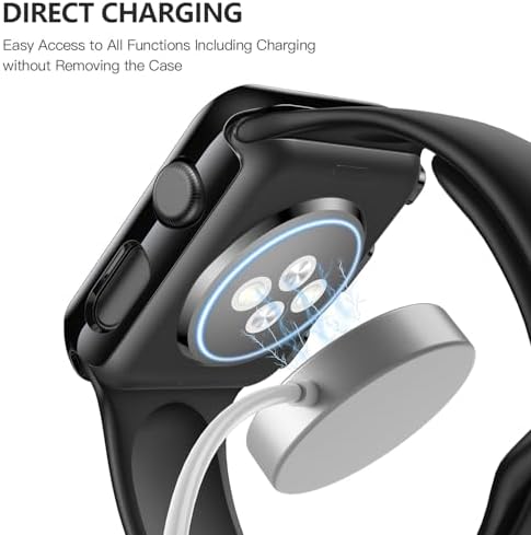 Misxi 2 Pack Hard PC Case with Tempered Glass Screen Protector Compatible with Apple Watch Series 9  2023  Series 8 Series 7 45mm  Ultra Thin Scratch Resistant Cover for iWatch S9/S8/S7  Black