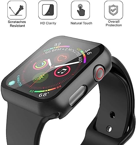 Misxi 2 Pack Hard PC Case with Tempered Glass Screen Protector Compatible with Apple Watch Series 9  2023  Series 8 Series 7 45mm  Ultra Thin Scratch Resistant Cover for iWatch S9/S8/S7  Black