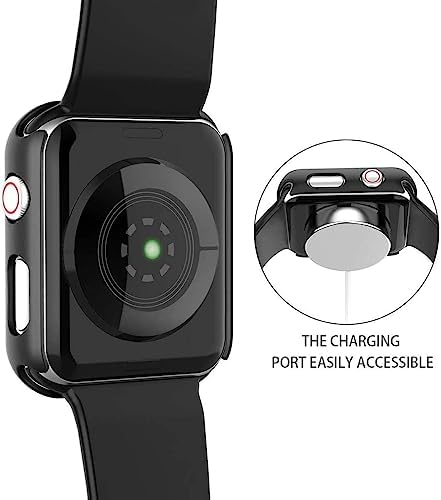 Misxi 2 Pack Hard PC Case with Tempered Glass Screen Protector Compatible with Apple Watch Series 9  2023  Series 8 Series 7 45mm  Ultra Thin Scratch Resistant Cover for iWatch S9/S8/S7  Black