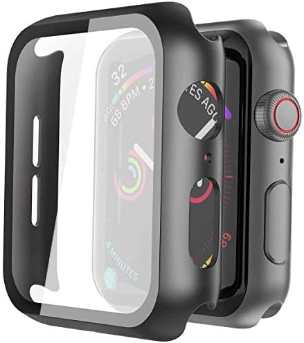 Misxi 2 Pack Hard PC Case with Tempered Glass Screen Protector Compatible with Apple Watch Series 9  2023  Series 8 Series 7 45mm  Ultra Thin Scratch Resistant Cover for iWatch S9/S8/S7  Black