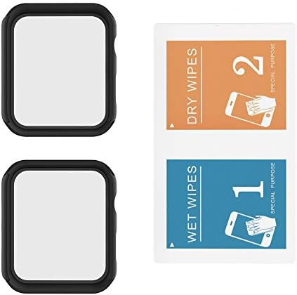 Misxi 2 Pack Hard PC Case with Tempered Glass Screen Protector Compatible with Apple Watch Series 9  2023  Series 8 Series 7 45mm  Ultra Thin Scratch Resistant Cover for iWatch S9/S8/S7  Black