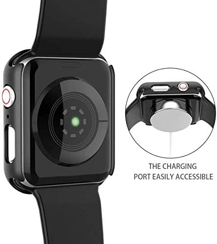 Misxi 2 Pack Hard PC Case with Tempered Glass Screen Protector Compatible with Apple Watch Series 9  2023  Series 8 Series 7 45mm  Ultra Thin Scratch Resistant Cover for iWatch S9/S8/S7  Black