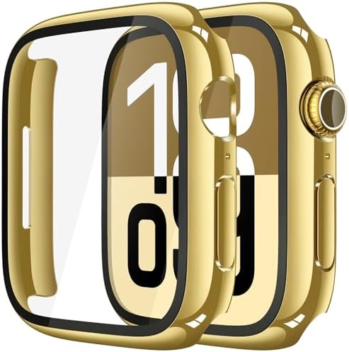 Misxi 2 Pack Hard PC Case with Tempered Glass Screen Protector Compatible with Apple Watch Series 9  2023  Series 8 Series 7 45mm  Ultra Thin Scratch Resistant Cover for iWatch S9/S8/S7  Black