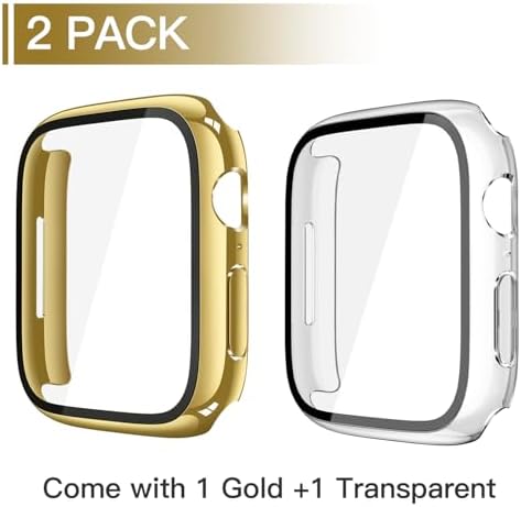 Misxi 2 Pack Hard PC Case with Tempered Glass Screen Protector Compatible with Apple Watch Series 9  2023  Series 8 Series 7 45mm  Ultra Thin Scratch Resistant Cover for iWatch S9/S8/S7  Black