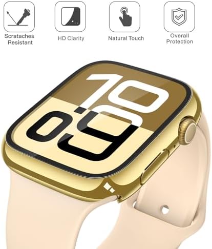 Misxi 2 Pack Hard PC Case with Tempered Glass Screen Protector Compatible with Apple Watch Series 9  2023  Series 8 Series 7 45mm  Ultra Thin Scratch Resistant Cover for iWatch S9/S8/S7  Black